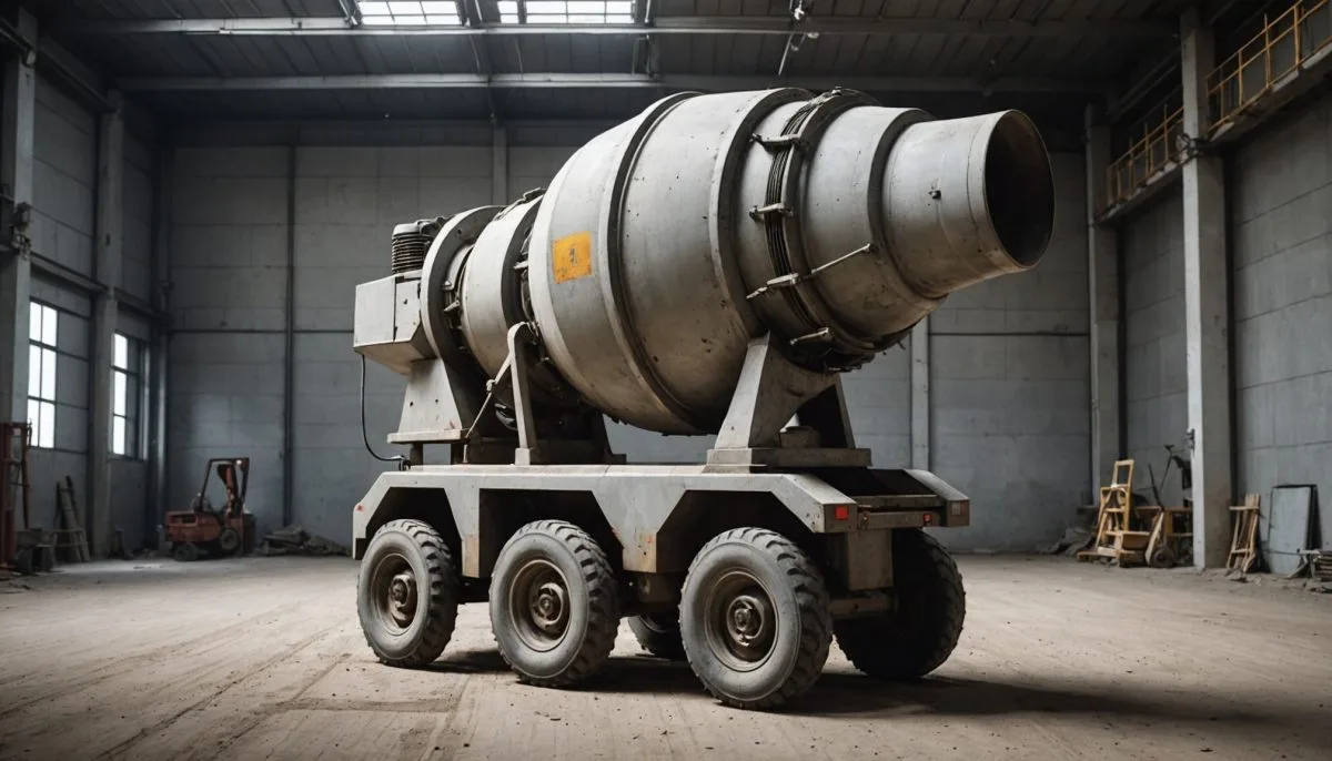 Bétonnière électrique robuste en action sur un chantier de construction