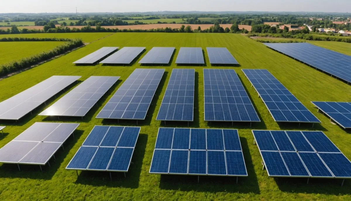 Panneaux solaires sur un toit avec ciel bleu en arrière-plan