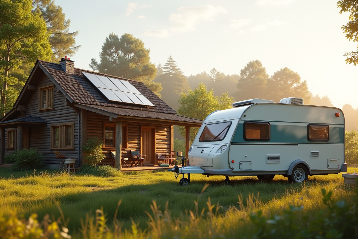 Petite caravane à côté d
