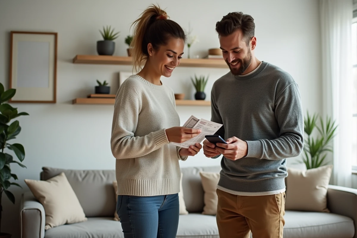 Couple utilisant des avantages CSE pour économiser sur leurs achats de décoration intérieure Maisons du Monde