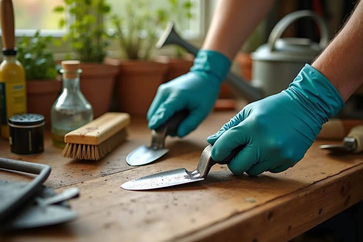 Outil de jardin bien entretenu avec des conseils de nettoyage et de protection