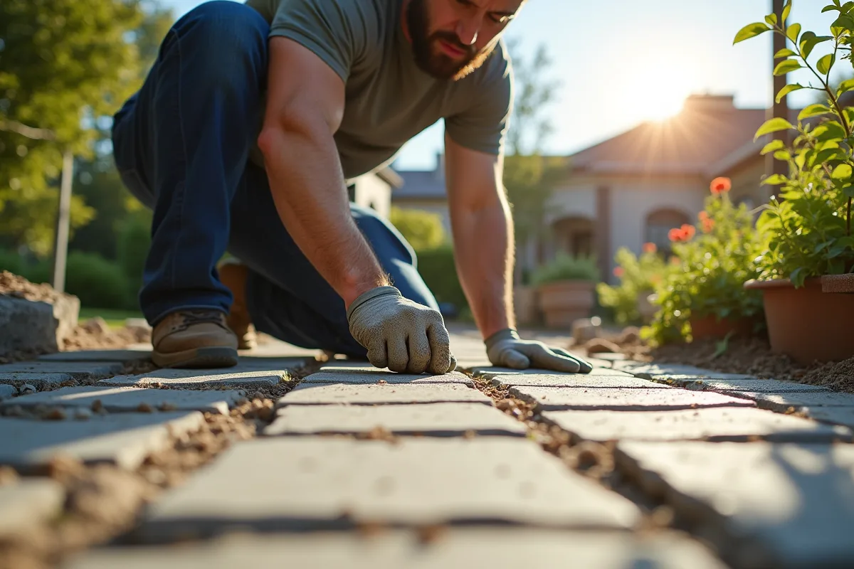 Préparation d'une dalle en béton pour la pose de pavés