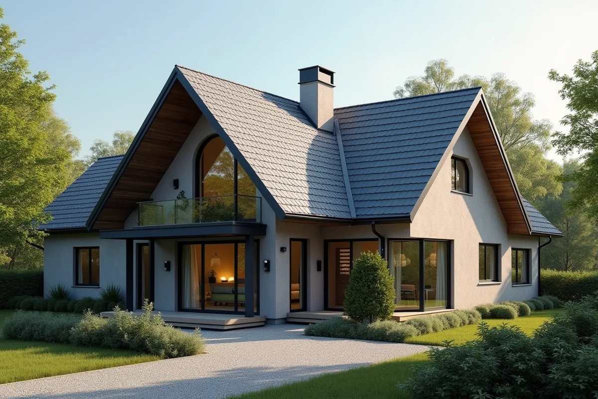 Toit en goudron et gravier sur une maison moderne