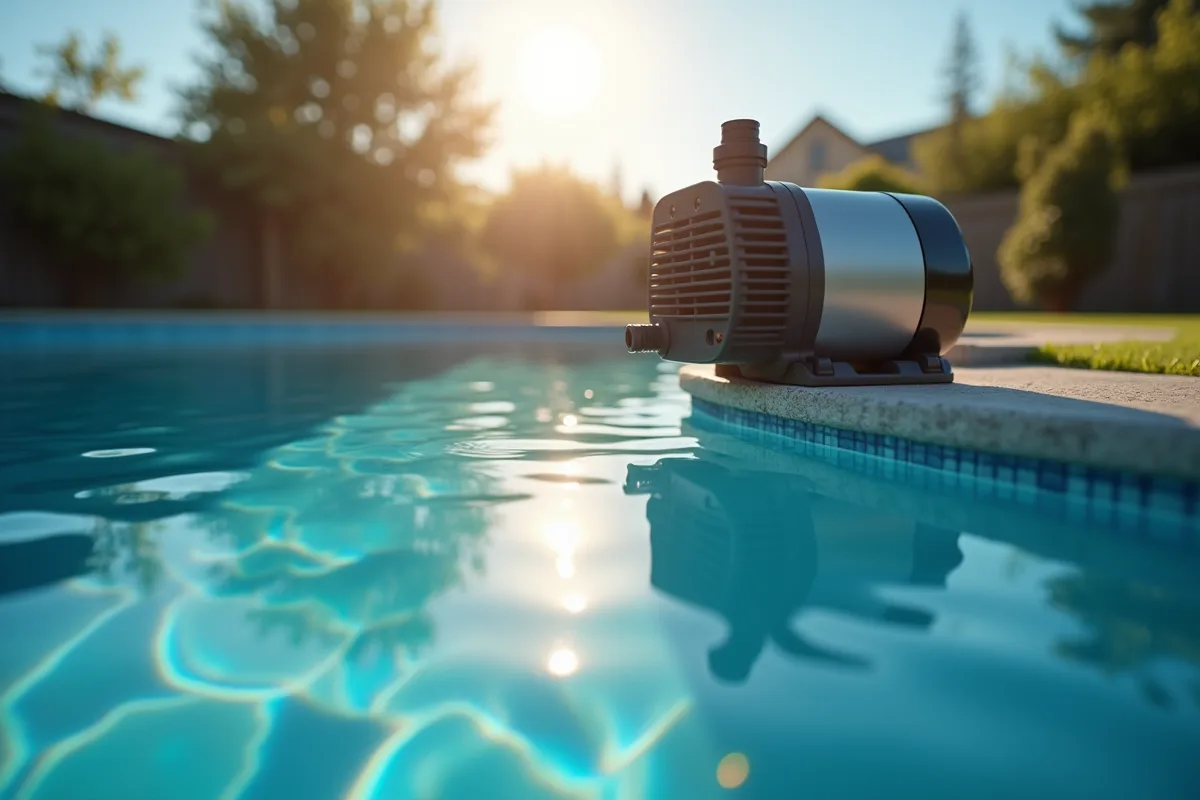 Système de filtration de piscine avec des équipements électriques visibles