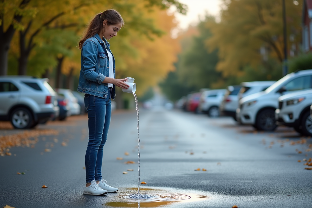 Jeune femme versant de l