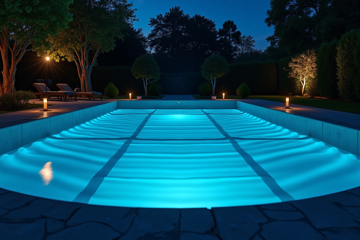 Piscine couverte en toute sécurité la nuit avec éclairage subtil