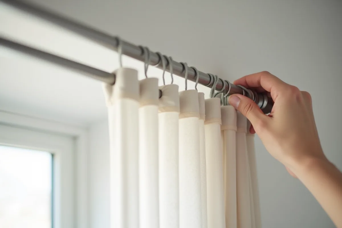 Détail des rails de plafond dans une chambre minimaliste